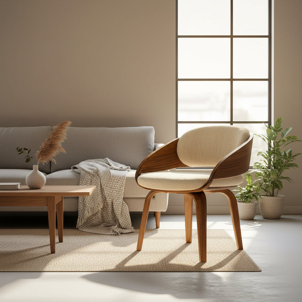Designer bar stool with sheepskin upholstery - view 3 - EloraMode