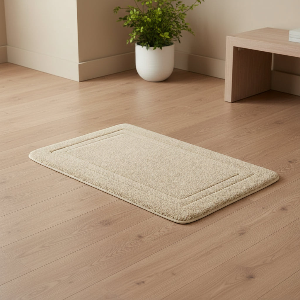 Absorbent cotton bath mat with non-slip backing - view 2 - EloraMode