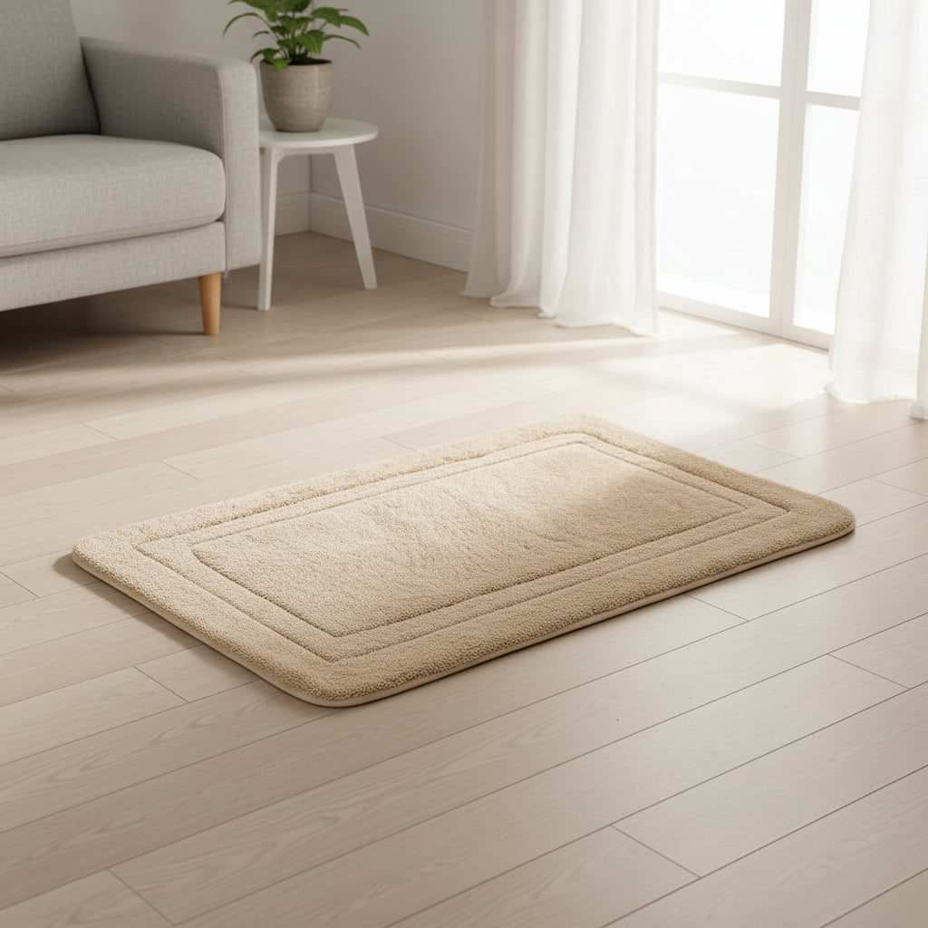 Absorbent cotton bath mat with non-slip backing - EloraMode