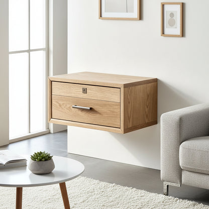 Floating oak nightstand with soft-close drawer - EloraMode