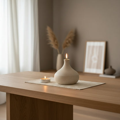 Minimal matte ceramic oil lamp - view 2 - EloraMode