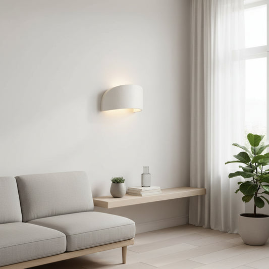 White plaster arc wall sconce with indirect light - EloraMode