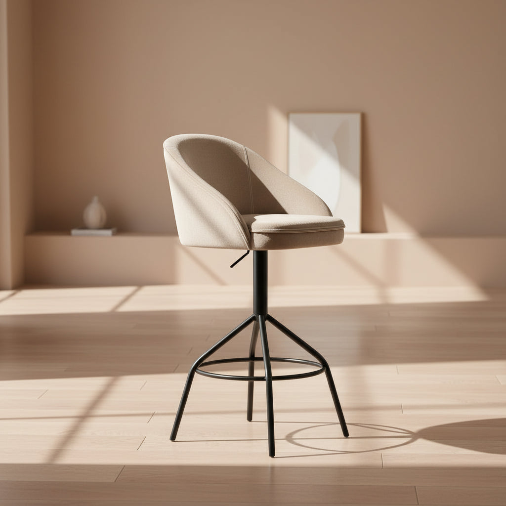 Swivel velvet bar stool with metal base - view 2 - EloraMode