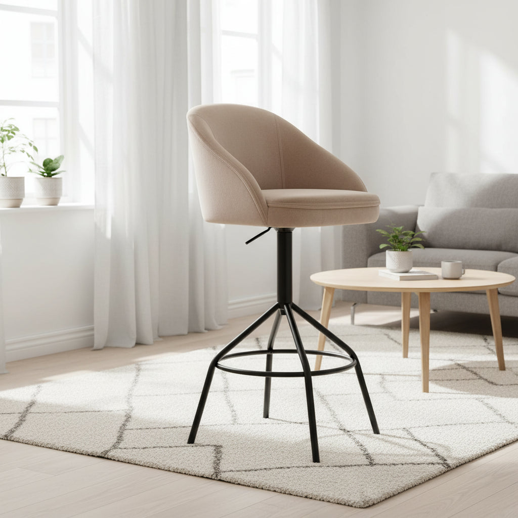 Swivel velvet bar stool with metal base - EloraMode