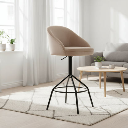 Swivel velvet bar stool with metal base - EloraMode